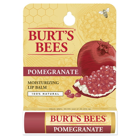 Burt's Bees 100% Natural Moisturizing Lip Balm, Pomegranate with Beeswax and Fruit Extracts - 1 Tube, 100% Natural Moisturizing Lip Balm - Pomegranate --4.25g/0.15oz