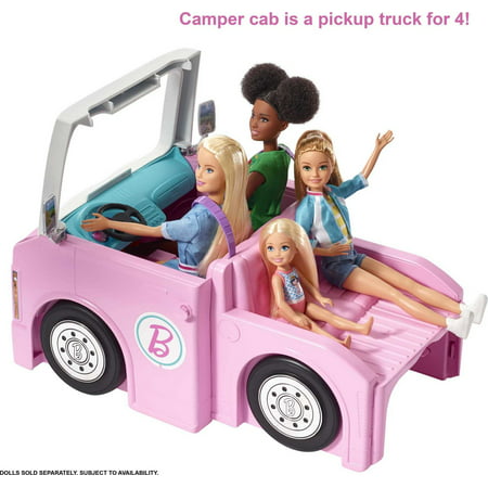 Barbie Camper, Doll Playset With 50 Accessories, Truck, Boat And House, 3-In-1 Dream Camper, Standard