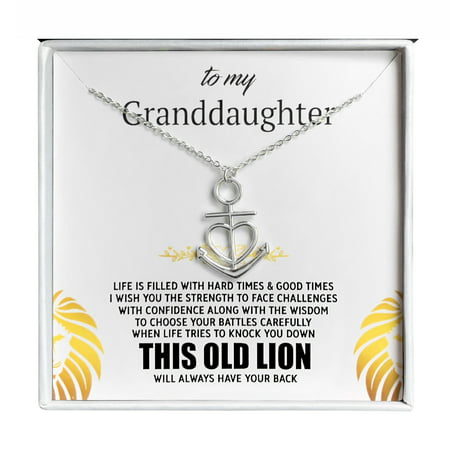 Granddaughter Greeting Card Silver Anchor Heart Necklace Women Ginger LyneGranddaughter-08,