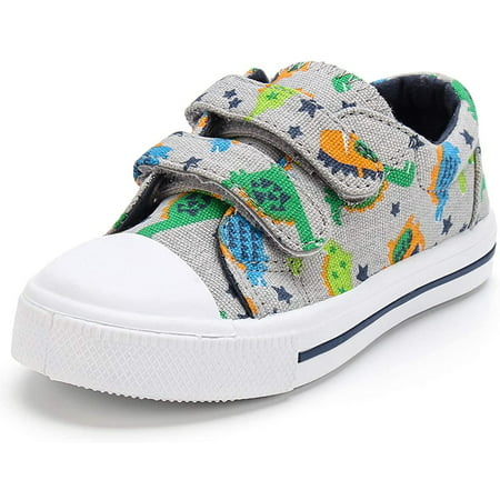 K KomForme Kids Canvas Shoes Dinosaurs Size 4-12 (Toddler Boy)Gray,