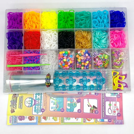 Rainbow Loom- Loomi Pals, MEGA Combo Craft Set Features, 5,600 High Quality, Latex Free Rubber Bands, 3000 G-Clips, 60 Charms, 300 Beads, 2 Happy Loom, 12 Gift Bags, Carrying Case, Ages 7 and Up
