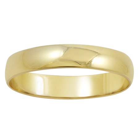 Men's 14K Yellow Gold 4mm Traditional Fit Plain Wedding Band (Available Ring Sizes 8-12 1/2) Size 9.5, 9.5