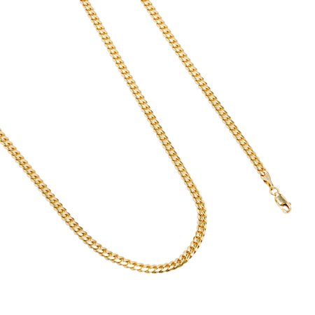 Nuragold 10k Yellow Gold 4mm Solid Miami Cuban Link Chain Pendant Necklace, Mens Jewelry with Lobster Clasp 18" - 30"