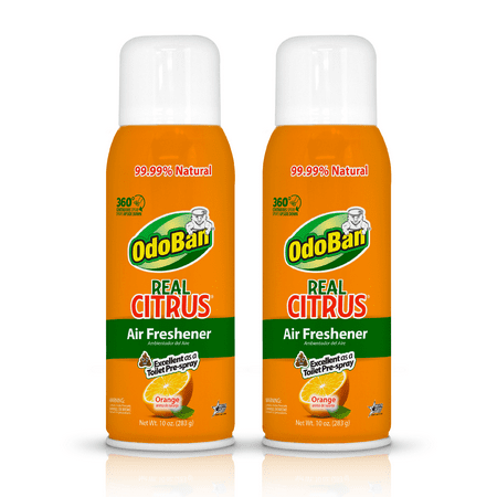 OdoBan Real Citrus Orange Air Freshener 360 Continuous Spray, 10 Ounce, 2 Pack, 2-Pack