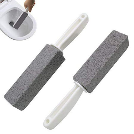 2 Pack Pumice Cleaning Stone with Handle, Toilet Bowl Ring Remover Cleaner Brush Stains and Hard Water Ring Remover Rust Grill Griddle Cleaner For Kitchen/Bath/Pool/Household CleaningSilver,