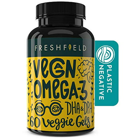 Freshfield Vegan Omega 3 DHA Supplement: 2 Month Supply. Premium Algae Oil, Plant Based, Sustainable, Mercury Free. Better Than Fish Oil! Supports Heart, Brain, Joint Health - DPA for Men & Women