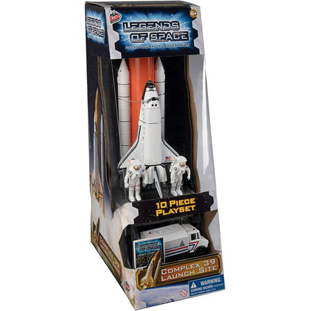 Space Shuttle And Toy Rocket Ship Set - 10 Piece Complex 39 Launch Site with Astronauts, Rockets, Space Shuttle, and Ground Vehicle - Measures 15"