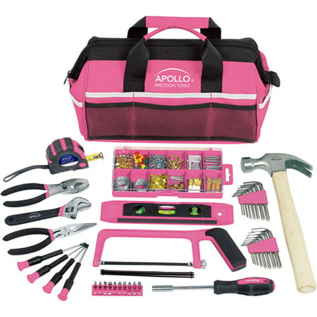 Apollo Precision Tools DT0020P 201-Piece Household Tool Kit in Tool Bag, Pink