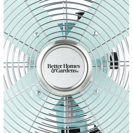 Better Homes & Gardens 16 inch Retro 3-Speed Metal Stand Fan Mint With Oscillation, Adjustable Height, Mint