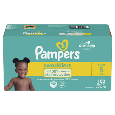 Pampers Swaddlers Diaper, Soft and Absorbent, Size 5, 100 Count