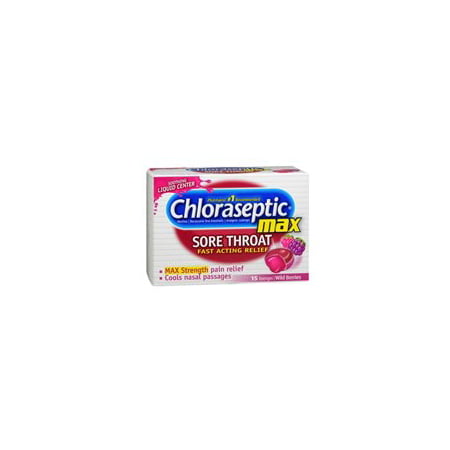 Chloraseptic Max Sore Throat Lozenges, Wild Berries, 15 ct (Pack of 2)