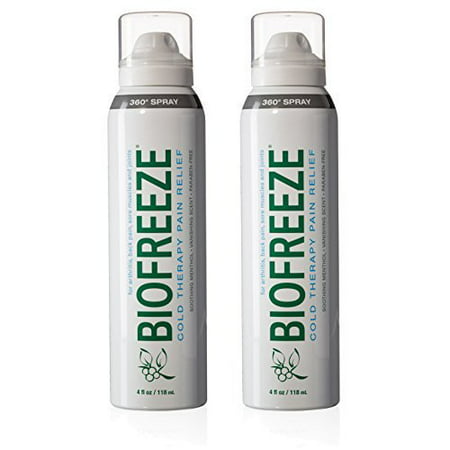 Biofreeze Pain Relief 360 Spray for Arthritis, Cold Topical Analgesic, Fast Acting Cooling Pain Reliever for Muscle, Joint, and Back Pain, Colorless Formula, Pack of 2, 4 oz. Bottles, 10.5% Menthol