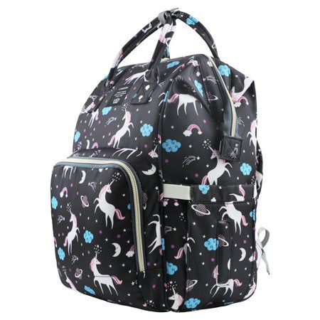 LEQUEEN Unicorn Diaper Bag Backpack Travel Nappy Bag Baby Diaper Backpack for Baby Care Gray BlackBlack,