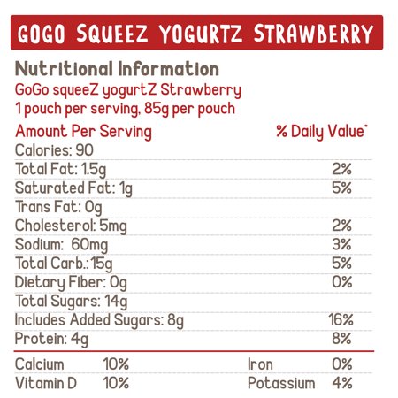 (10 Pack) GoGo Squeez Yogurtz Strawberry Yogurt Snack Pouch, 3 oz, 10 Pack