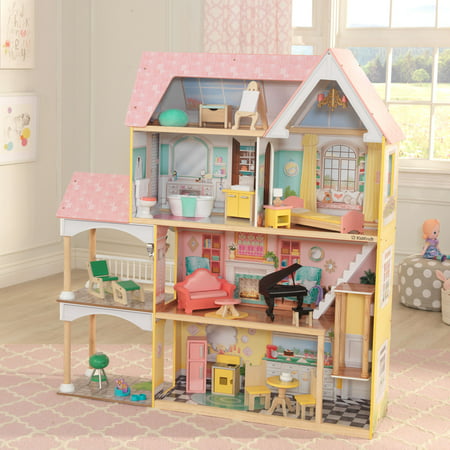 KidKraft Lola Mansion Wooden Dollhouse, over 4 feet Tall, Lights & Sounds, 30 Pieces