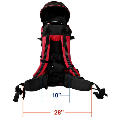 Deluxe Baby Toddler Backpack Cross Country Lightweight Carrier Red w/ Stand and Sun ShadeRed,
