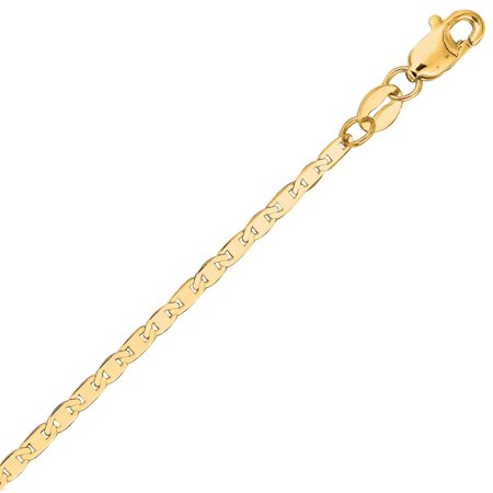 14k Solid Yellow Gold 1.7mm Mariner Chain Necklace- 16", 18", 20", 24", Yellow Gold, 20