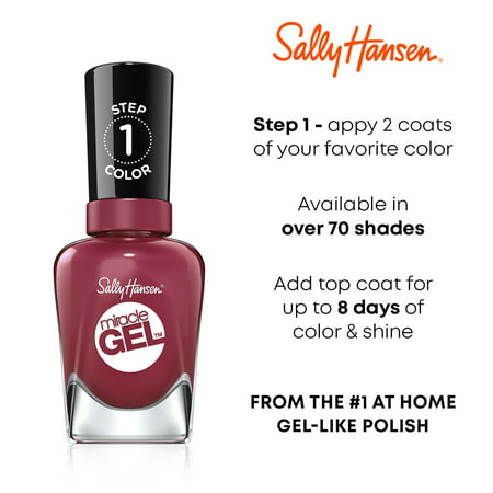 Sally Hansen Miracle Gel Nail Color, Regal Ros?, 0.5 oz, At Home Gel Nail Polish, Gel Nail Polish, No UV Lamp Needed, Long Lasting, Chip ResistantRegal Ros?,