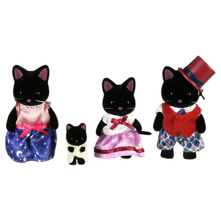 Calico Critters Midnight Cat Family, Set of 4 Collectible Doll Figures