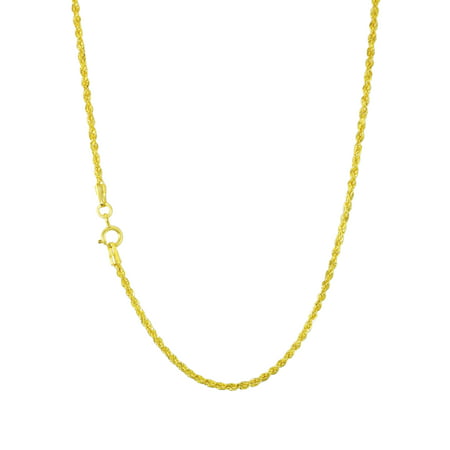 Nuragold 14k Yellow Gold 1.5mm Rope Chain Diamond Cut Pendant Necklace, Dainty Womens Jewelry 16" - 24"