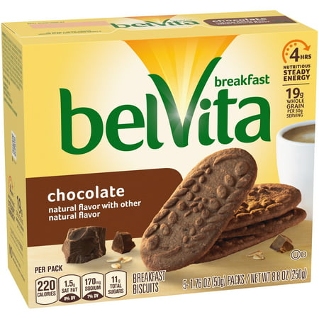 belVita Chocolate Breakfast Biscuits, 5 Packs (4 Biscuits Per Pack)