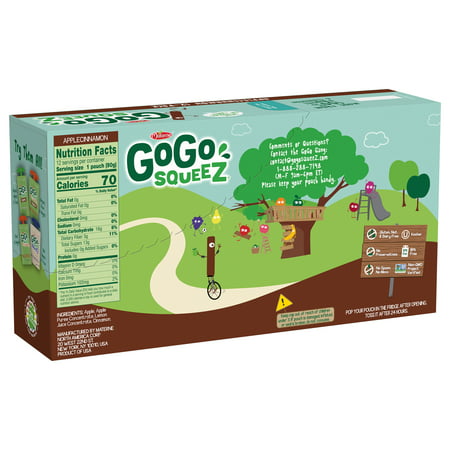 (12 Pack) GoGo Squeez Applesauce Apple Cinnamon Snack Pouch, 3.2 oz, 12 Pack