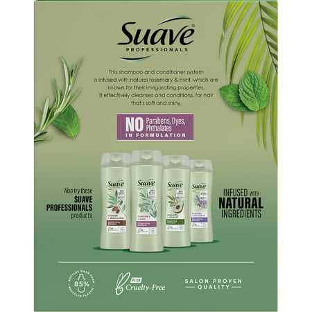 Suave Professionals Nourishing Invigorating Daily Shampoo & Conditioner with Rosemary and Mint, Full Size Set, 2 Piece