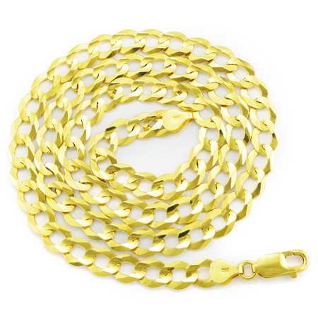 Nuragold 14k Yellow Gold 8mm Solid Cuban Curb Link Chain Necklace, Mens Jewelry with Lobster Clasp 20" - 30"
