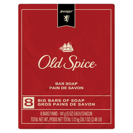 Old Spice Red Collection Mens Bar Soap, Swagger Scent, 5 oz, 8 Ct, 5.0 oz