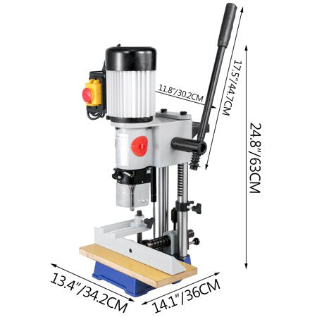 VEVOR Woodworking Mortise Machine, 3/4 HP 3400RPM Powermatic Mortiser With Chisel Bit Sets, Benchtop Mortising Machine, For Making Round Holes Square Holes, Or Special Square Holes In Wood, 3/4 HP 3400RPM