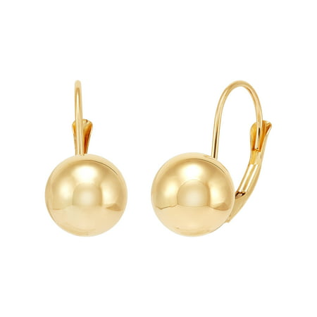 Brilliance Fine Jewelry 10K Yellow Gold Hollow 8MM Ball Drop Leverback Earrings