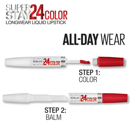 Maybelline Super Stay 24 2-Step Liquid Lipstick Makeup, Committed Coral, 1 kitCommitted Coral,