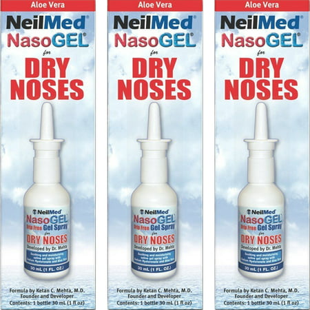 3 Pack - NeilMed NasoGEL For Dry Noses, Drip Free Gel Spray 1 fl oz Bottle Each
