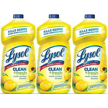 Lysol Clean & Fresh Multi-Surface Cleaner, Sparkling Lemon and Sunflower Essence, 40 oz, Pack of 3