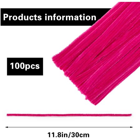100 Pieces Pipe Cleaners Chenille Stem, Solid Color Pipe Cleaners Set for Pipe Cleaners DIY Arts Crafts Decorations, Chenille Stems Pipe Cleaners (Rose Red)Rose Red,