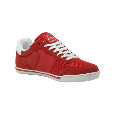 Alpine Swiss Liam Mens Fashion Sneakers Suede Trim Low Top Lace Up Tennis ShoesRed,