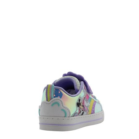 Disney Minnie Mouse Toddler Girl Casual Unicorn Low-Top Court Sneaker, Sizes 7-12Silver,