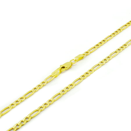 Nuragold 10k Yellow Gold 3.5mm Figaro Chain Link Bracelet or Anklet, Womens Mens Jewelry 7" 7.5" 8" 8.5" 9"