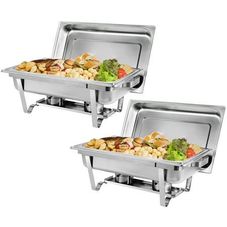 ZENY 2-Pack Full Size 8 Qt. Stainless Steel Chafing Dishes with Durable Frames