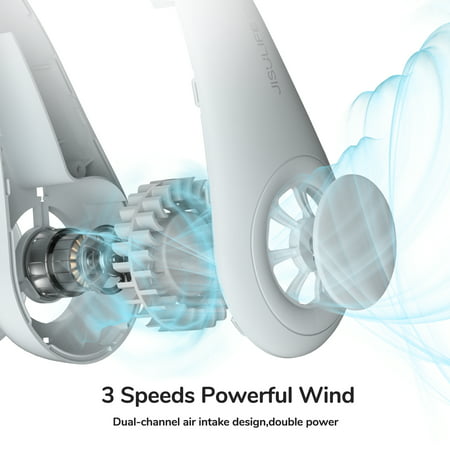 JISULIFE Portable Neck Fan, Wearable Personal Fan, 4000 mAh Battery Powered Bladeless Fan with 3 SpeedsGray,