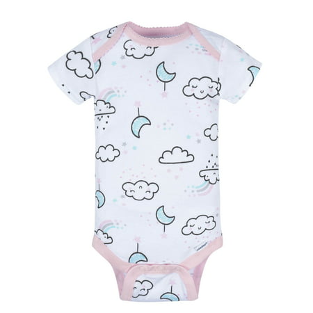 Gerber Baby Girls' Short Sleeve Onesies? Bodysuits, 8-Pack, Clouds, 6-9 Months