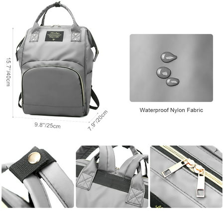Diaper Bags Backpack for Males | Waterproof Multifunctional Large Travel Nappy Bags Maternity Diaper Bag with 3 Insulated Pockets for Mom & Dad Baby Care - Gray