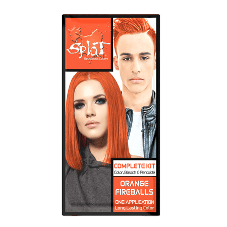 Splat Complete Kit, Orange Fireballs, Semi-Permanent Hair Dye with BleachOrange Fireballs,