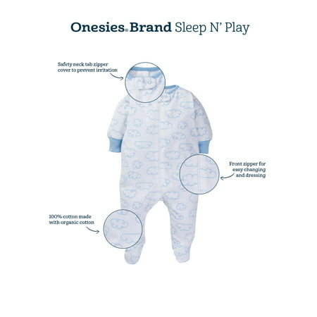 Onesies Brand Baby Boy or Girl Gender Neutral Sleep 'N Play Footed Pajamas, 4-Pack, Stars, Newborn