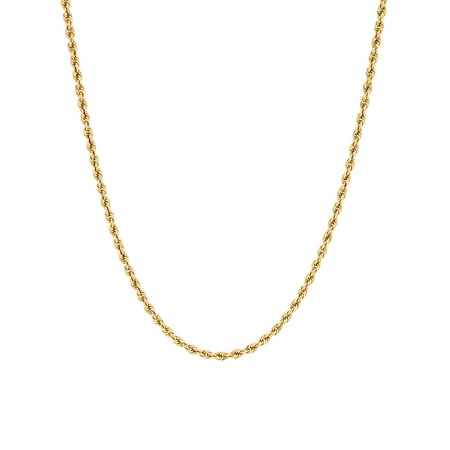 Brilliance Fine Jewelry 10K Yellow Gold 2.00MM - 2.10MM Hollow Rope Chain, 22"