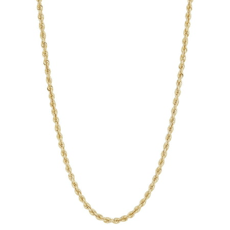 Brilliance Fine Jewelry Sterling Silver 1/20 10K Yellow Gold Hollow 2.40MM Rope Chain, 22"