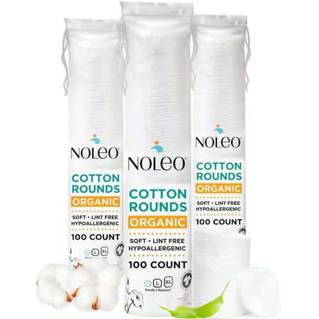 NOLEO Pure Organic 100% Cotton Rounds for Makeup Products, Eye Makeup Remover Pads and Baby Wipes, 300 Count