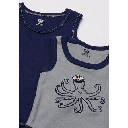 Hudson Baby Infant Boy Cotton Sleeveless Bodysuits 5pk, Sea Captain, 0-3 Months, Sea Captain, 0-3 Months