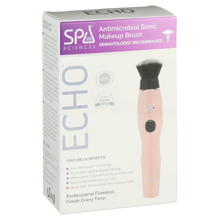 Spa Sciences ECHO, Rechargeable Sonic Makeup Brush with Antimicrobial Bristles, PinkPink,