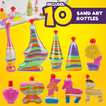 Creative Kids DIY Super Sand Art and Crafts Activity Kit for Kids ? 10 x Sand Art Bottles, 9 x Vibrant Colored Sand Bags & 1 x Glitter Bag ? STEM Playset - Craft Gift for Boys & Girls 6 +